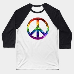 1970s Rainbow Disco Peace Sign Baseball T-Shirt